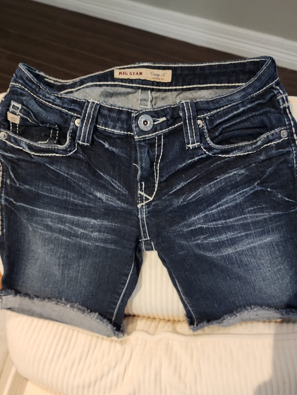 Big Star Dark Blue Distressed Denim Cutoff Shorts